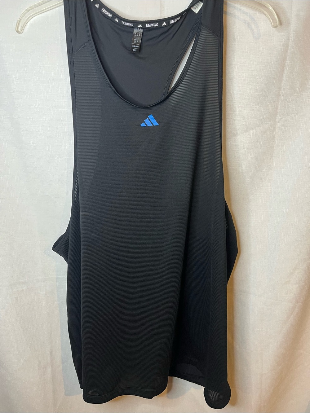 adidas Black Men's Training Tank with Blue Logo